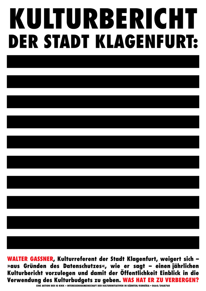 Plakataktion Kulturbericht Klagenfurt